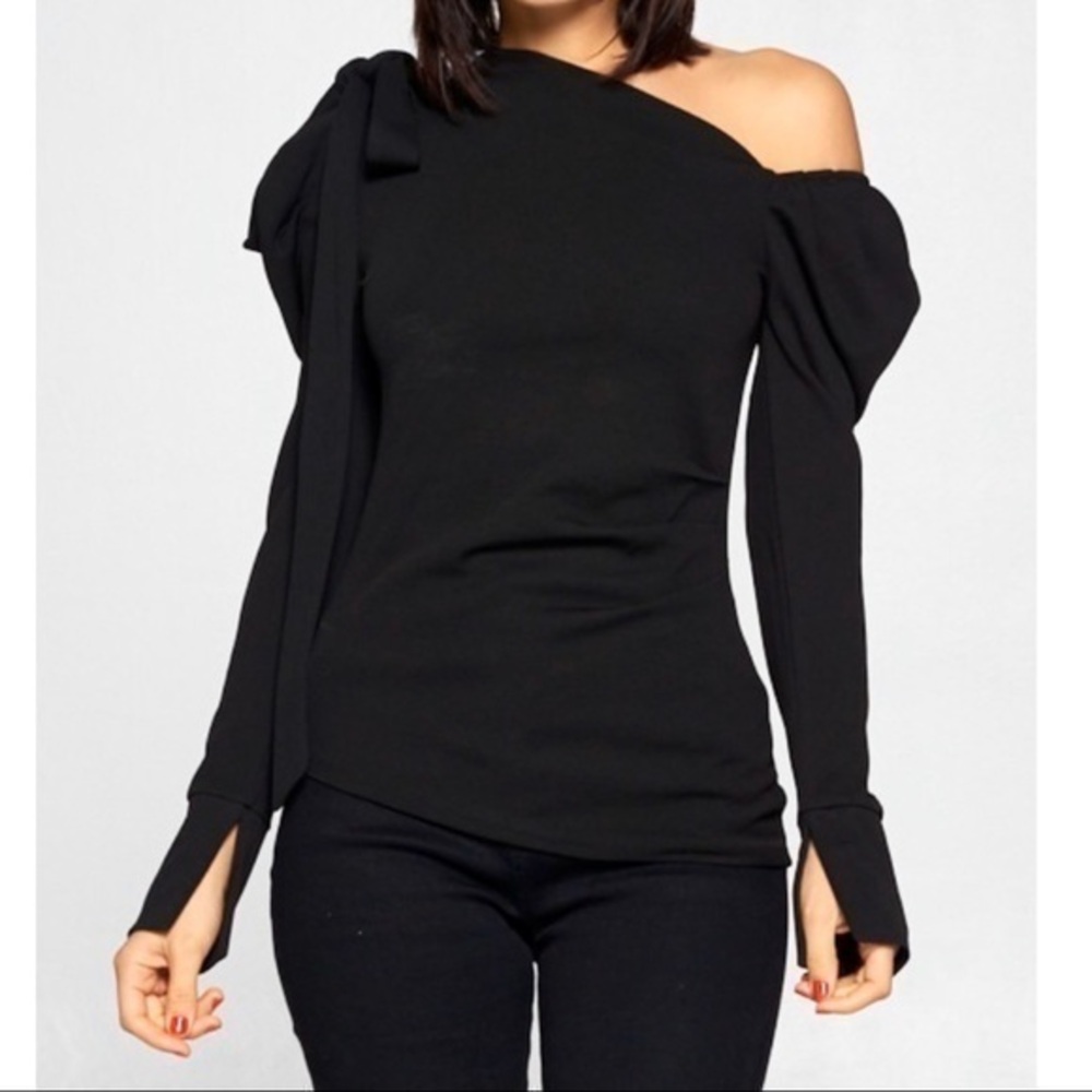 Off Shoulder Blouse with Ribbon Detail
